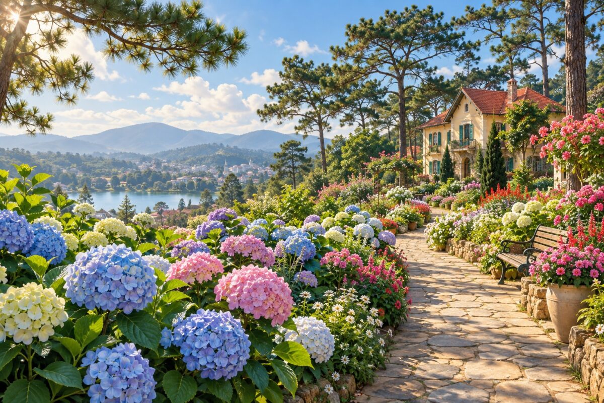 AI illustration: Da Lat flower gardens