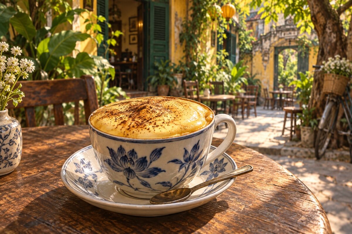 Illustration of Hanoi egg coffee