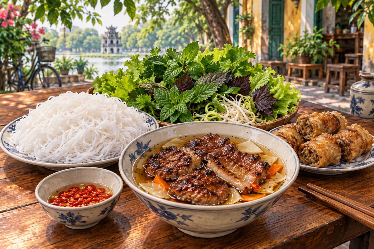Illustration of Hanoi bun cha