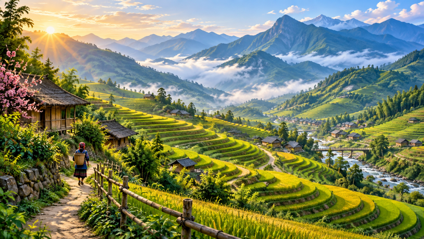 Illustration of sapa, Vietnam
